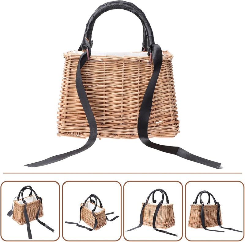 PRETYZOOM Wicker Rattan Flower Basket, Black, 150 cm - Image 4