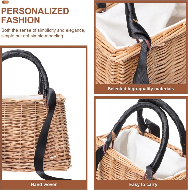 PRETYZOOM Wicker Rattan Flower Basket, Black, 150 cm - Image 3