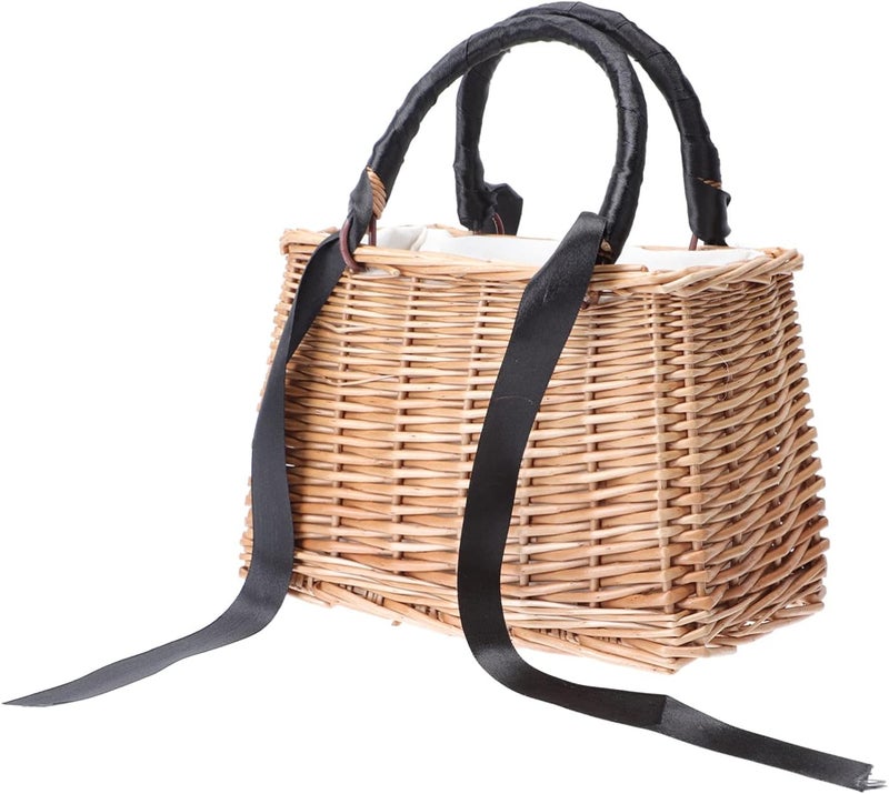 PRETYZOOM Wicker Rattan Flower Basket, Black, 150 cm - Image 1