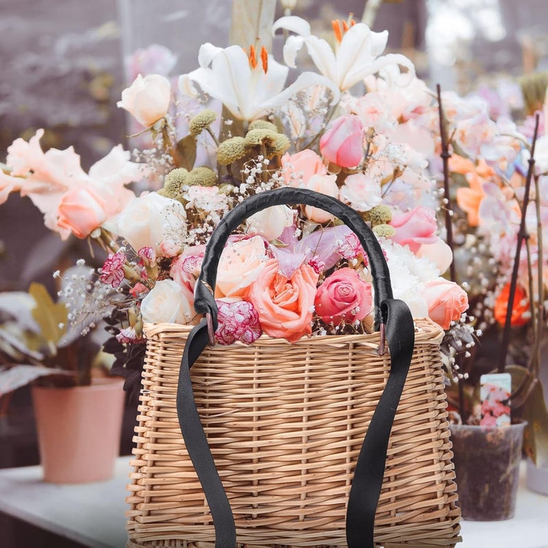 PRETYZOOM Wicker Rattan Flower Basket, Black, 150 cm - Image 2