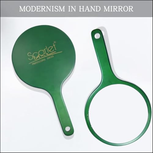Scarlet Line Professional Series Big Round Shape Makeup Large 1 Sided Wooden Hand Mirror with Wood Handle Mirror for Women and Men, 39.5X22.5X1.5 cm - Image 2