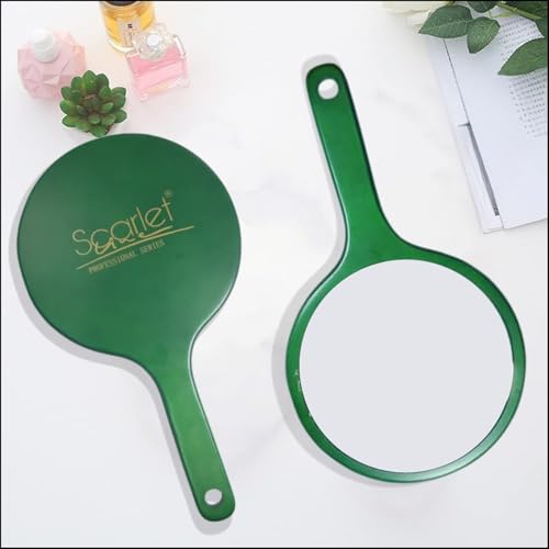Scarlet Line Professional Series Big Round Shape Makeup Large 1 Sided Wooden Hand Mirror with Wood Handle Mirror for Women and Men, 39.5X22.5X1.5 cm - Image 5
