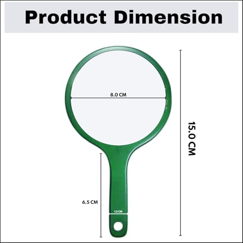 Scarlet Line Professional Series Big Round Shape Makeup Large 1 Sided Wooden Hand Mirror with Wood Handle Mirror for Women and Men, 39.5X22.5X1.5 cm - Image 3