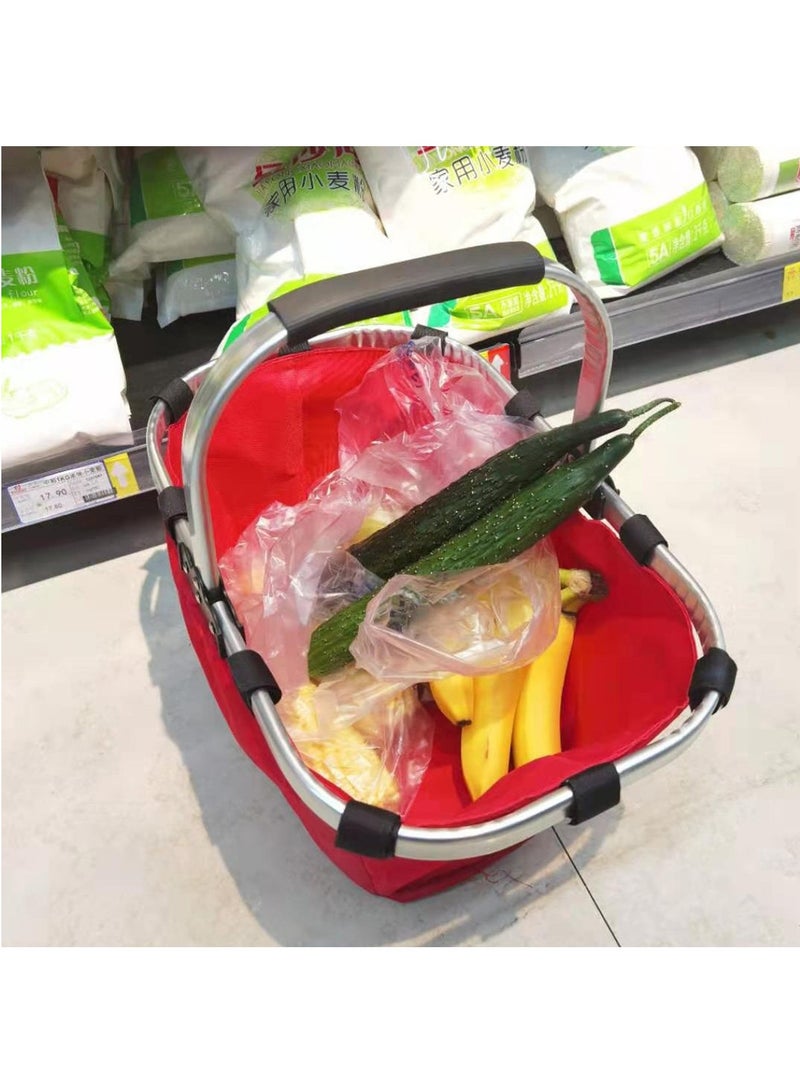 عربست سلة نزهة، سلة نزهة محمولة قابلة للطي، حقيبة تبريد مقاومة للتسرب وقابلة للطي مع مقابض وسحاب علوي للتسوق والسفر والشاطئ، لون أحمر - Image 2