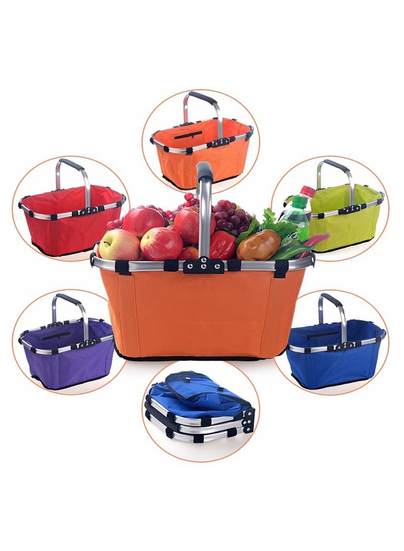 عربست سلة نزهة، سلة نزهة محمولة قابلة للطي، حقيبة تبريد مقاومة للتسرب وقابلة للطي مع مقابض وسحاب علوي للتسوق والسفر والشاطئ، لون أحمر - Image 3