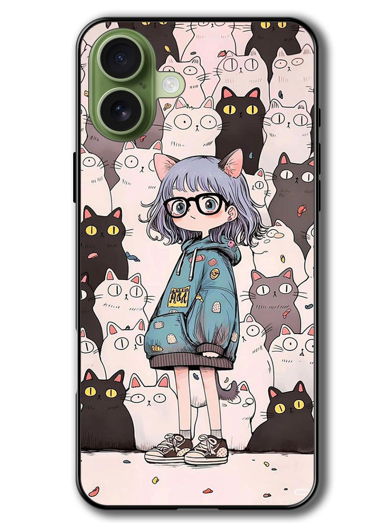 Theodor Case Compatible with Apple iPhone 17 6.3 Inch Protection Shockproof Bumper Cover Cats & Girl - Image 1