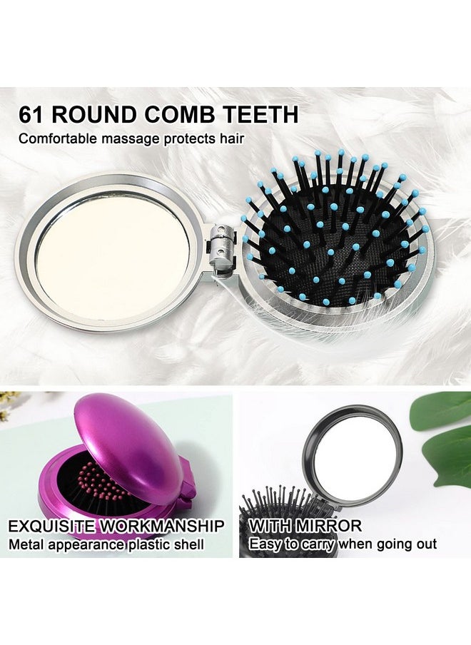 1st Choice Folding Hair Brush With Mirrorround Mini Compact Massage Comb For Pursepockettravel Size For Girls And Women (Black)  - Image 4
