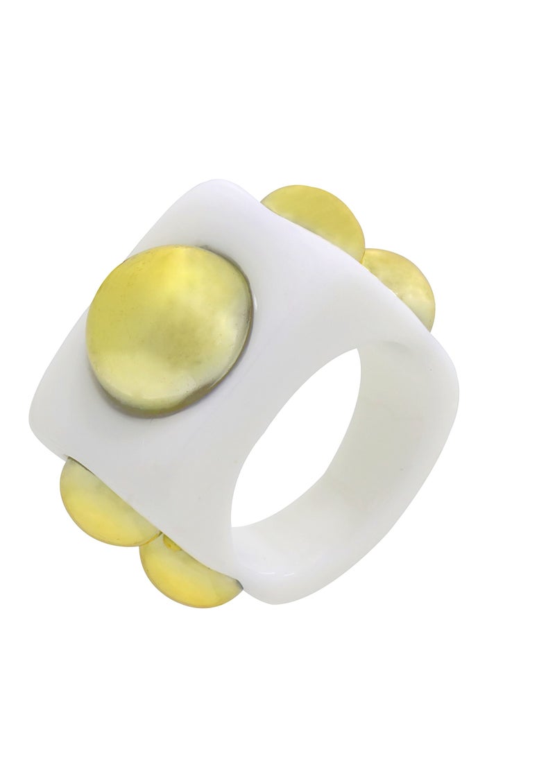 Fashionbox - ELISA White ring with metal stones - Image 1