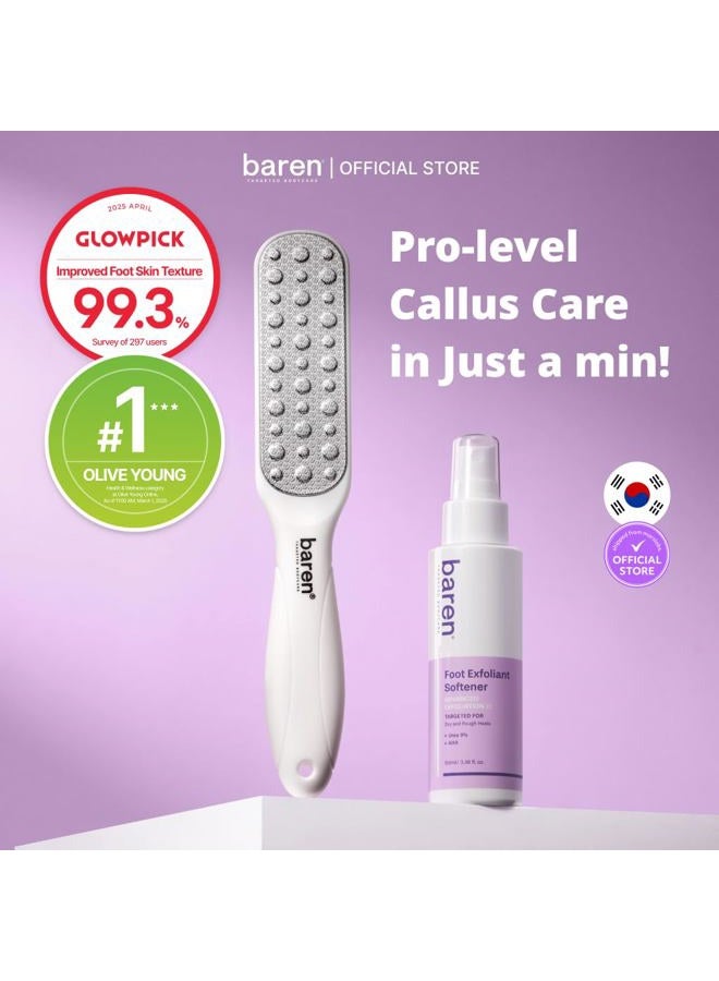 BAREN Foot Callus Remover Kit |1-Min Spray & Peel |13 Naturally derived ingredients |Professional Level Gentle Removal of Dead Skin |Premium Grade Stainless Steel |3.3oz Callus Peeling Spray+Foot File - Image 2