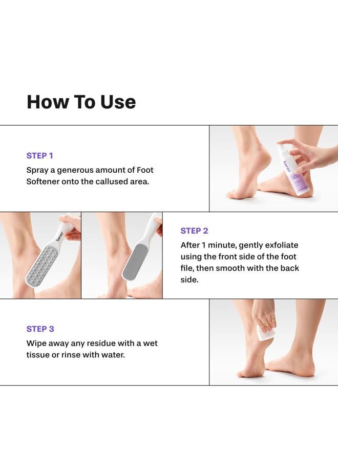 BAREN Foot Callus Remover Kit |1-Min Spray & Peel |13 Naturally derived ingredients |Professional Level Gentle Removal of Dead Skin |Premium Grade Stainless Steel |3.3oz Callus Peeling Spray+Foot File - Image 5