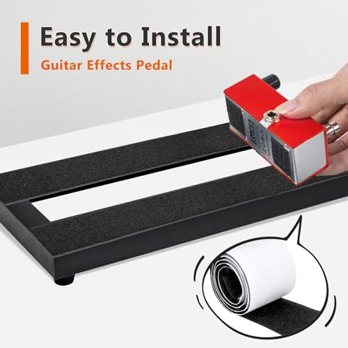 GOGHOST Small Guitar Pedal Board, 15x5.7x1.18", Aluminum Alloy Black Effects Mini Pedal Board with 4 Pcs 6 Inch Guitar Pedal Cable, Carrying Bag, Adhesive Hookside Tape - Image 4
