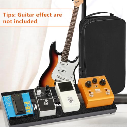 GOGHOST Small Guitar Pedal Board, 15x5.7x1.18", Aluminum Alloy Black Effects Mini Pedal Board with 4 Pcs 6 Inch Guitar Pedal Cable, Carrying Bag, Adhesive Hookside Tape - Image 5