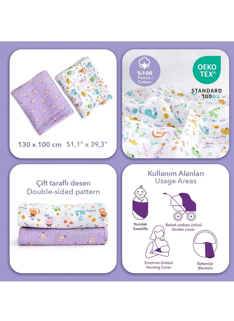 Milk & Moo Milk&Moo Friends Baby Swaddle Blankets, Oeko-Tex Certified 100% Cotton, Ultra-Soft, Breathable, Lightweight, Set of 2  - Image 5