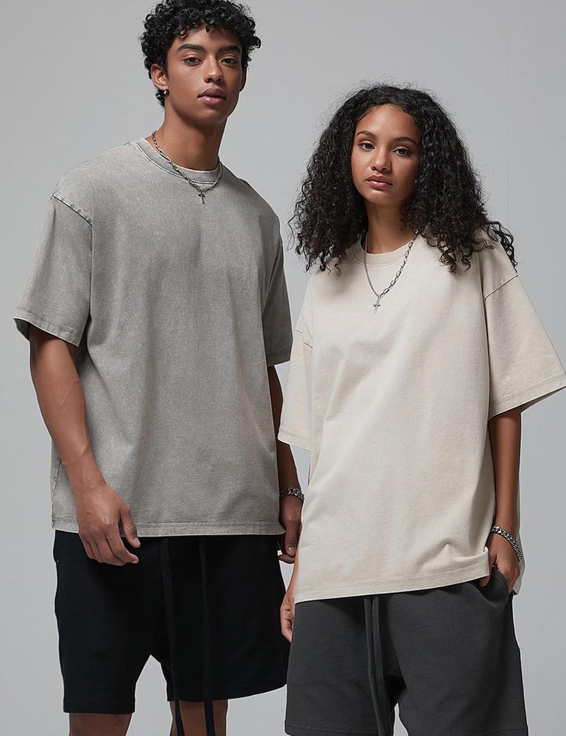 Arssm 3 Pack Men Oversized T Shirts Vintage Tee Loose Fit Short Sleeve Casual Streetwear Baggy Washed Unisex Tops(BlackGreyBeige-L) - Image 4