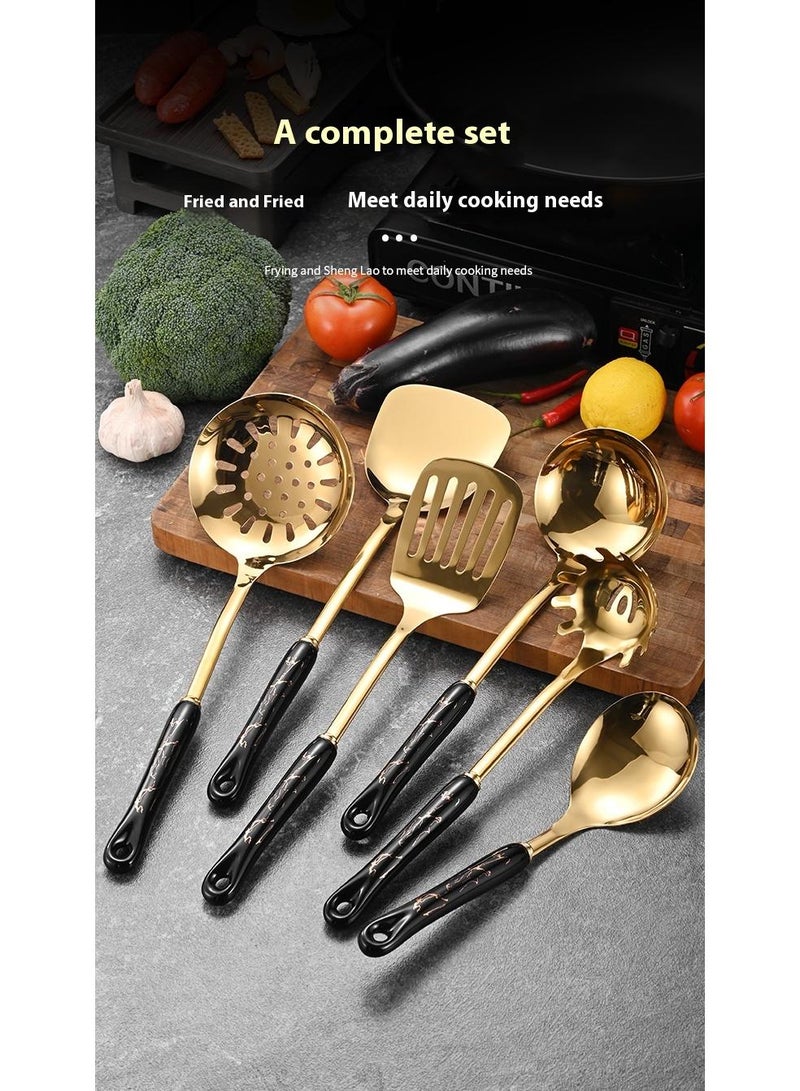 Bluejw أدوات مطبخ متعددة الوظائف من الفولاذ المقاوم للصدأ 7 قطع مع حامل مقبض سيراميك هدية للطهي - Image 5