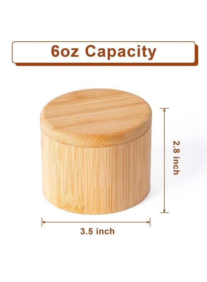 HOMESTAR Bamboo Salt Cellar, Magnetic Swivel Lid Salt Box, Round Container for Storing Pepper Sugar Herbs, 6 Ounce Capacity ﻿ - Image 3