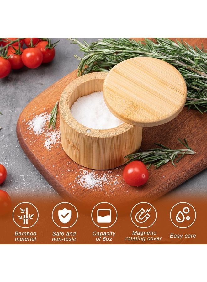 HOMESTAR Bamboo Salt Cellar, Magnetic Swivel Lid Salt Box, Round Container for Storing Pepper Sugar Herbs, 6 Ounce Capacity ﻿ - Image 5