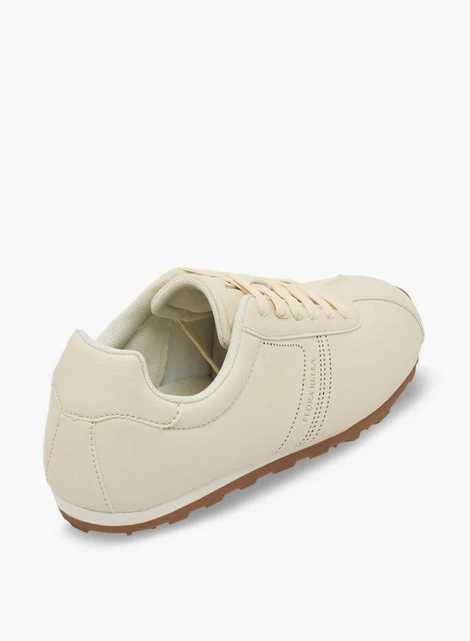 Flora Bella By Shoexpress CREAM Women Lace-Up Sneakers for Women | Best Price UAE