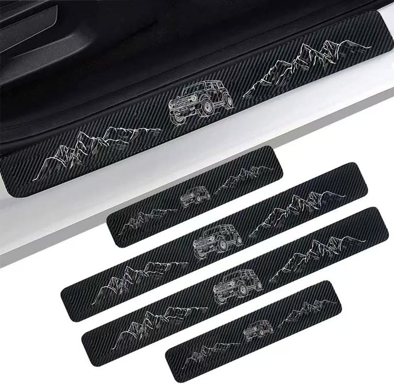 Zteyuzo 4PCS Carbon Fiber Door Sill Protectors FrontRear AntiScratch Entry Guard fit for Ford Bronco - Image 3