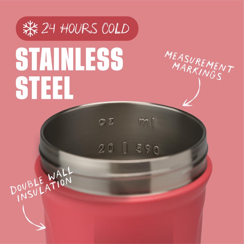 BlenderBottle Sport Insulated Stainless Steel Shaker Bottle with Wire Whisk, 24-Ounce, Pink â€“ Protein Shakes & Hydration for Athletes & Fitness Enthusiasts, Easy Mixing, Keeps Drinks Cold, Lockable Lid - Image 3