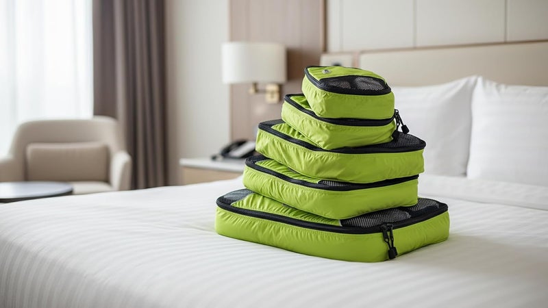 GOX Ultra Light 5 piece Packing Cubes Travel Luggage Organizers Laundry Bag 1 Large 2 Medium 2 Small (Green) - Image 2
