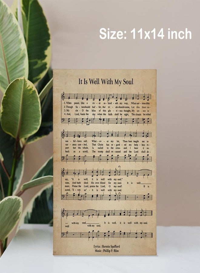 BIWSHA Vintage Christian Music Wall Art Decor, It Is Well With My Soul Religious Bible Verse Church Hymn Music Sheet Canvas Wall Art Prints Decor for Church Prayer Room Home Bedroom, 11x14 Inch - Image 5