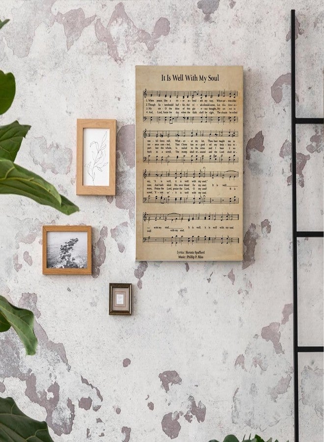 BIWSHA Vintage Christian Music Wall Art Decor, It Is Well With My Soul Religious Bible Verse Church Hymn Music Sheet Canvas Wall Art Prints Decor for Church Prayer Room Home Bedroom, 11x14 Inch - Image 3