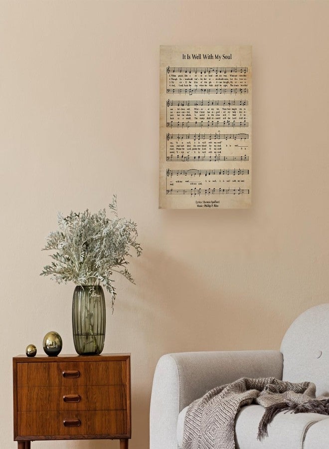 BIWSHA Vintage Christian Music Wall Art Decor, It Is Well With My Soul Religious Bible Verse Church Hymn Music Sheet Canvas Wall Art Prints Decor for Church Prayer Room Home Bedroom, 11x14 Inch - Image 2