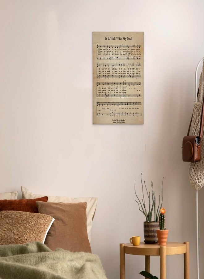 BIWSHA Vintage Christian Music Wall Art Decor, It Is Well With My Soul Religious Bible Verse Church Hymn Music Sheet Canvas Wall Art Prints Decor for Church Prayer Room Home Bedroom, 11x14 Inch - Image 4
