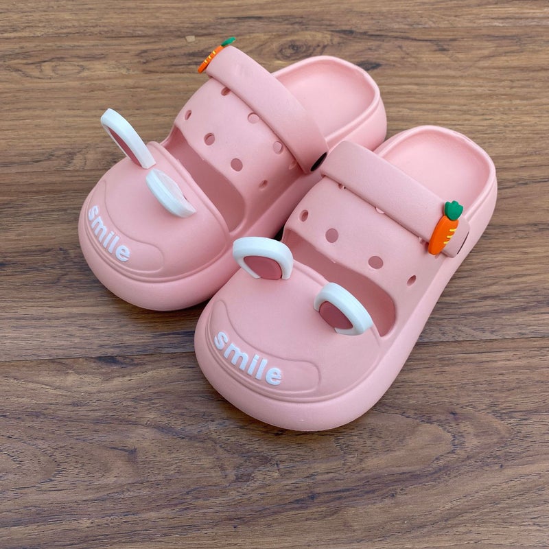 Parent-Child Hole Shoes Eva High Elastic Cute Baby Three-Dimensional Accessories Diy Girl Heart Non-Slip Closed Toe Two-Way Slippers - Image 1