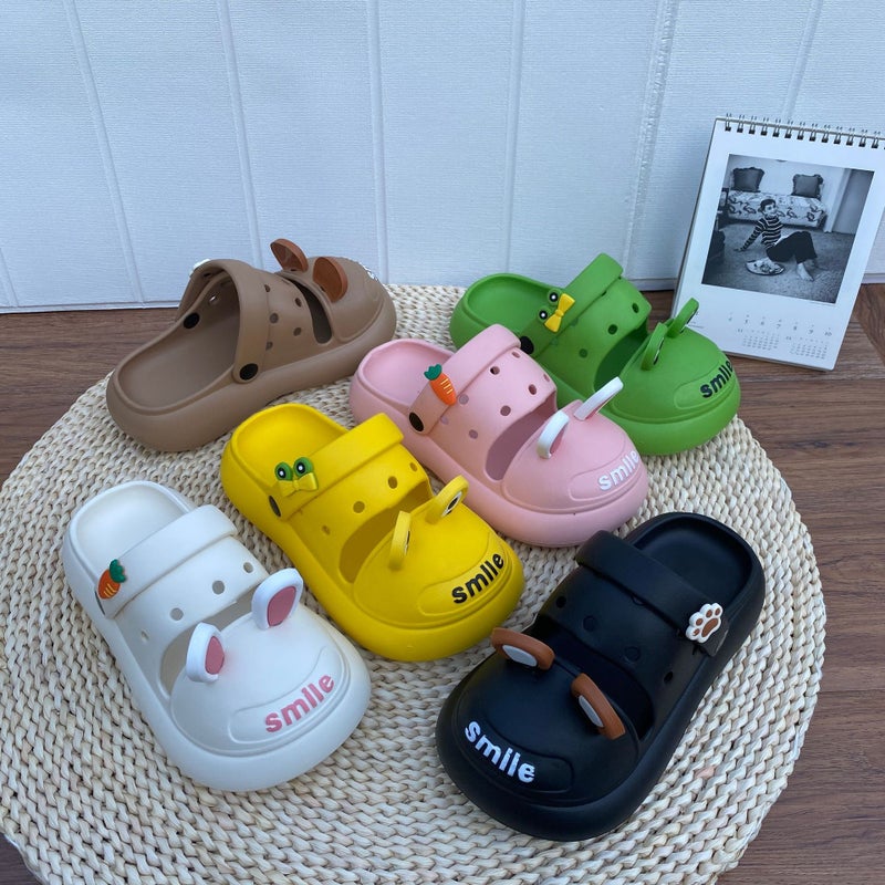 Parent-Child Hole Shoes Eva High Elastic Cute Baby Three-Dimensional Accessories Diy Girl Heart Non-Slip Closed Toe Two-Way Slippers - Image 3