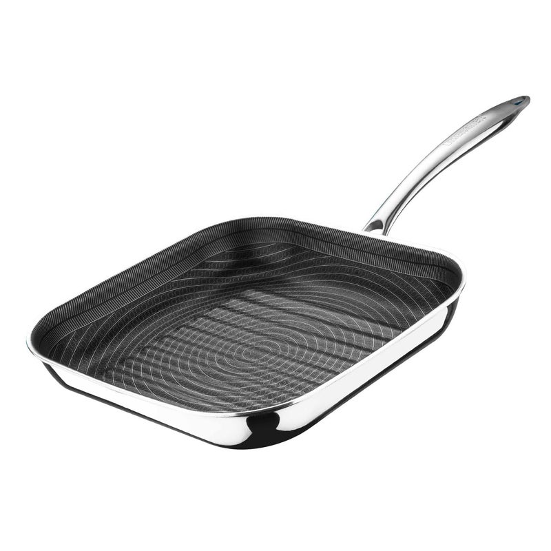 BERGNER BERGNER Hi-Tech TriPly Stainless Steel 24cm Grill Pan, Honeycomb Non-Stick Coating Inside, Non-Toxic, Healthy Cooking, Less Oil Use, Durable Handle with Excellent Grip - Induction - Image 1