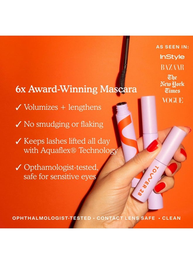 TOWER 28 Tower 28 MakeWaves Mascara - Volumizing and Lash Lengthening Mascara - No Clumping or Flaking - Water-Resistant and Vegan Mascara for Sensitive Eyes - Jet Black  - Image 3
