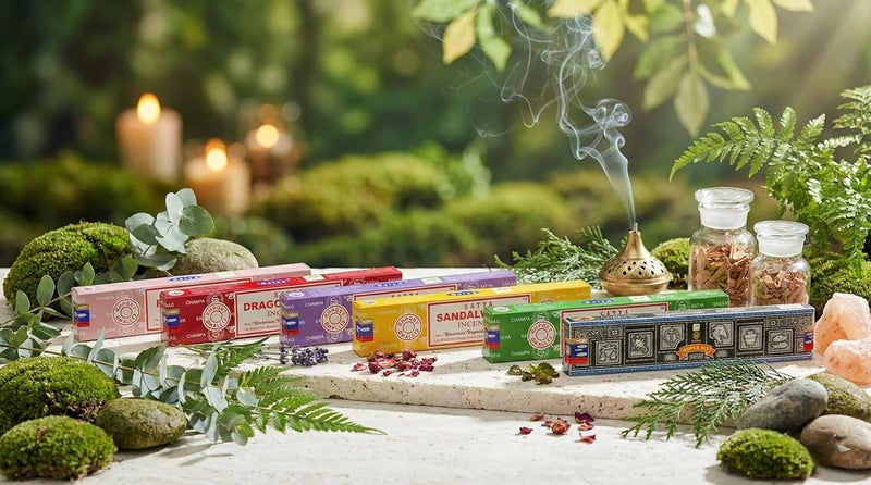 Satya (blue, black, purple) - Incense Gift Set Nag Champa, Super hit, Dragon's Blood, Sandalwood, Patchouli, Lavender, Positive Vibes, 15 g - Image 4