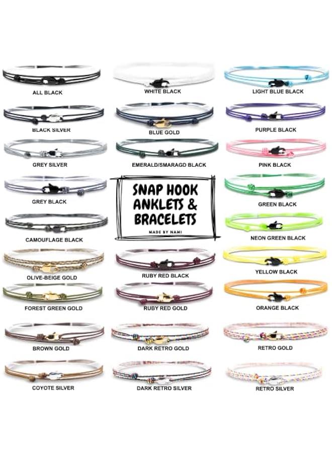 Arabest Surfer Anklet with Snap Hook Clasp Waterproof & Adjustable Thin String Ankle Bracelets for Women and Men Handmade Jewelry for Beach and Music Festival Accessories - Image 4