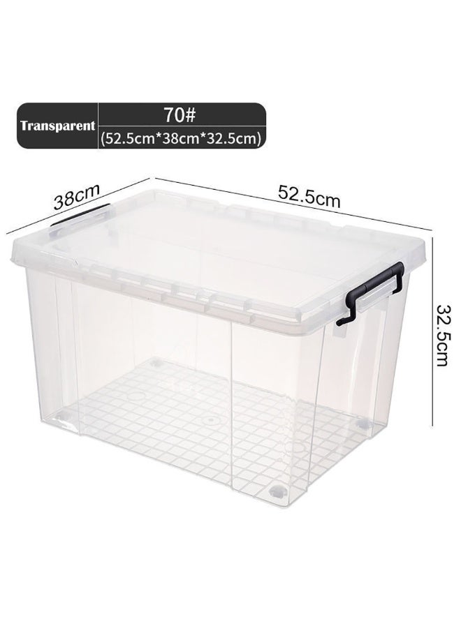 2 Pack Clear Plastic Storage Box, Storage Bins Organizer with Lids, Large Capacity Stackable Transparent Storage Container, Storing Clothes, Shoes, Toys, Books, DVDs, CDs (Transparent, 70#)  - Image 2