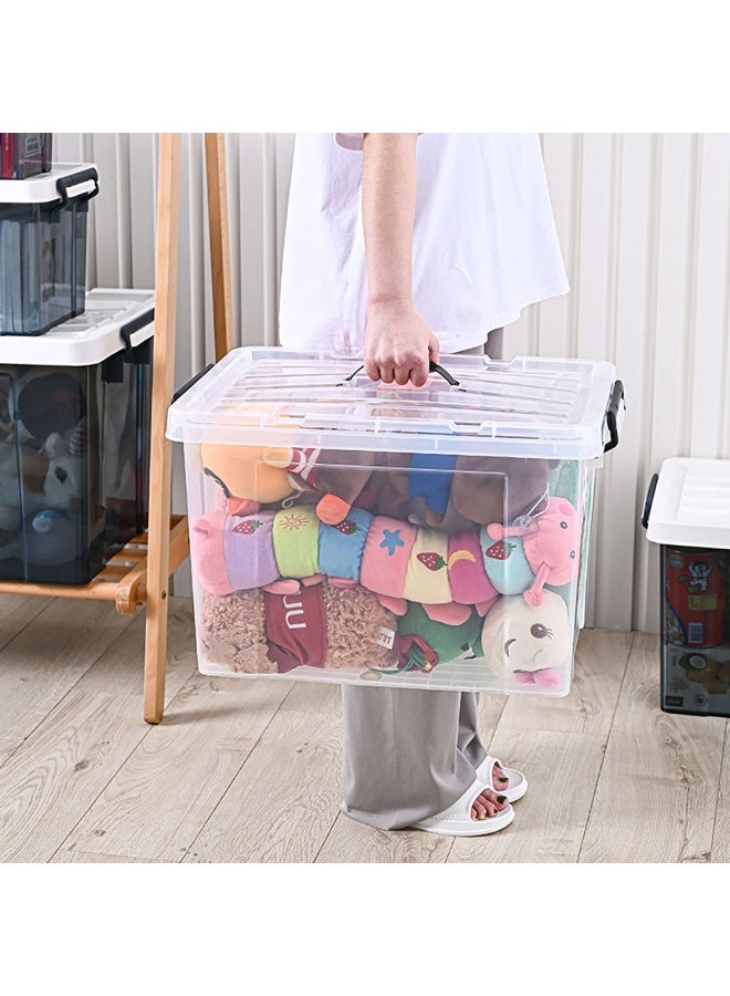 2 Pack Clear Plastic Storage Box, Storage Bins Organizer with Lids, Large Capacity Stackable Transparent Storage Container, Storing Clothes, Shoes, Toys, Books, DVDs, CDs (Transparent, 70#)  - Image 5