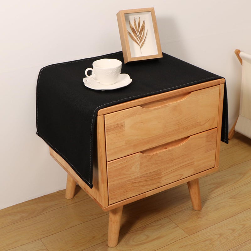Utobanh Small Bedside Tablecloth Table Dustcover End Tabletop Home Decoration Fabric Tablecloth Nightstand Table Covering Doilies for Furniture DÃ©cor (16Ã—35inch) Black - Image 1