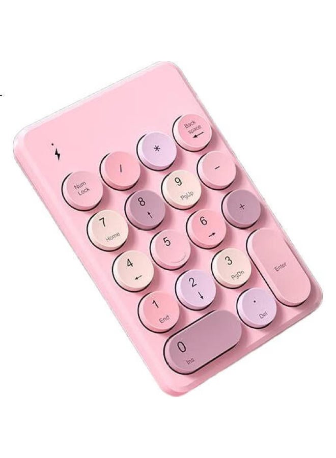 B.O.W Hangshi K155B Wireless Bluetooth Digital Keyboard, Financial Accounting Office, Retro Round Cap, External Laptop Desktop Universal Keyboard, Iridescent Pink - Image 2