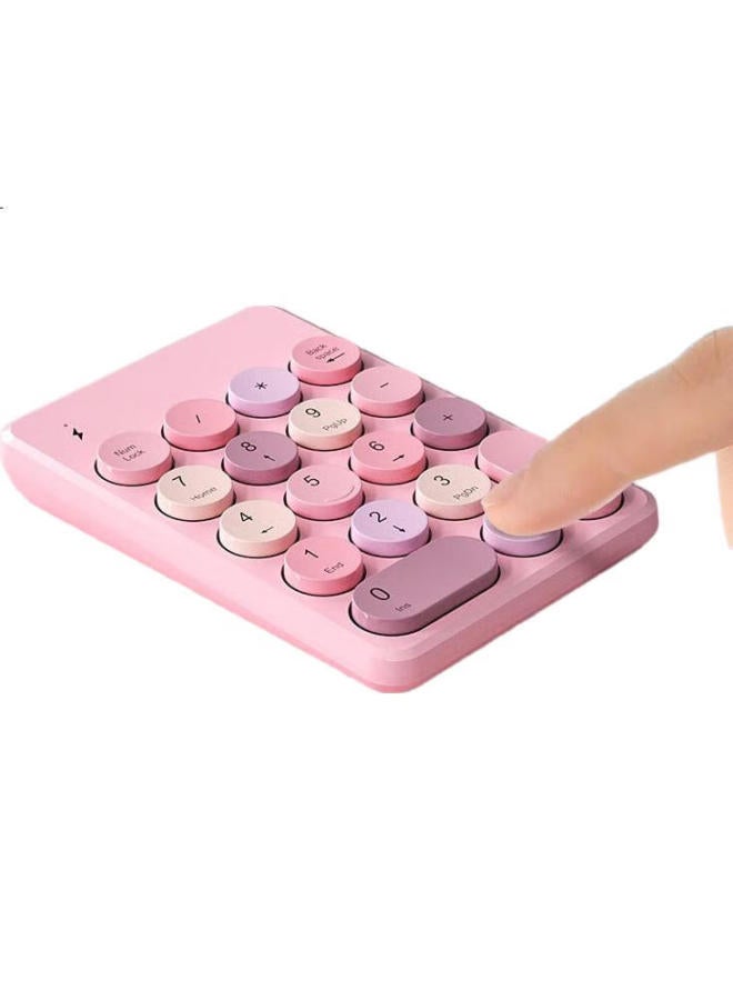 B.O.W Hangshi K155B Wireless Bluetooth Digital Keyboard, Financial Accounting Office, Retro Round Cap, External Laptop Desktop Universal Keyboard, Iridescent Pink - Image 3