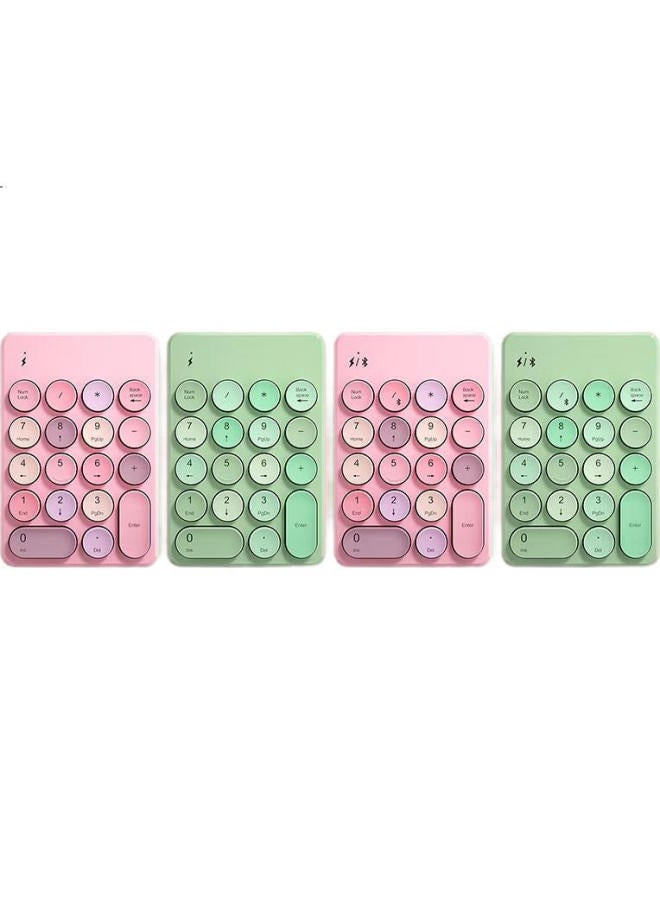 B.O.W Hangshi K155B Wireless Bluetooth Digital Keyboard, Financial Accounting Office, Retro Round Cap, External Laptop Desktop Universal Keyboard, Iridescent Pink - Image 1