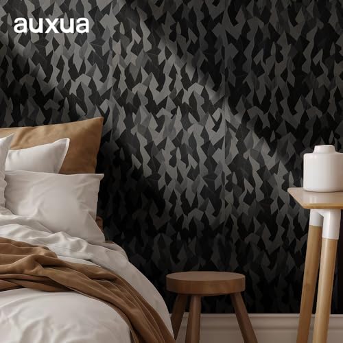 auxua Black Textured Peel and Stick Wallpaper 17" x 78.7"– Easy to Use with Thickened Material and Strong Adhesive, Renter‑Friendly Wall Paper for Bedroom, Bathroom - Image 3