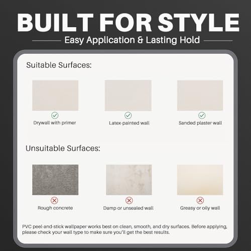 auxua Black Textured Peel and Stick Wallpaper 17" x 78.7"– Easy to Use with Thickened Material and Strong Adhesive, Renter‑Friendly Wall Paper for Bedroom, Bathroom - Image 5