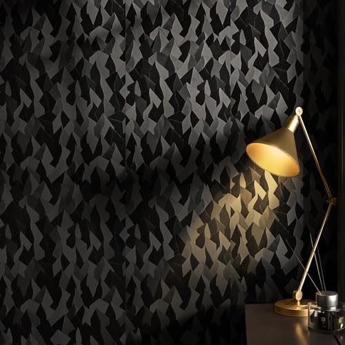 auxua Black Textured Peel and Stick Wallpaper 17" x 78.7"– Easy to Use with Thickened Material and Strong Adhesive, Renter‑Friendly Wall Paper for Bedroom, Bathroom - Image 1