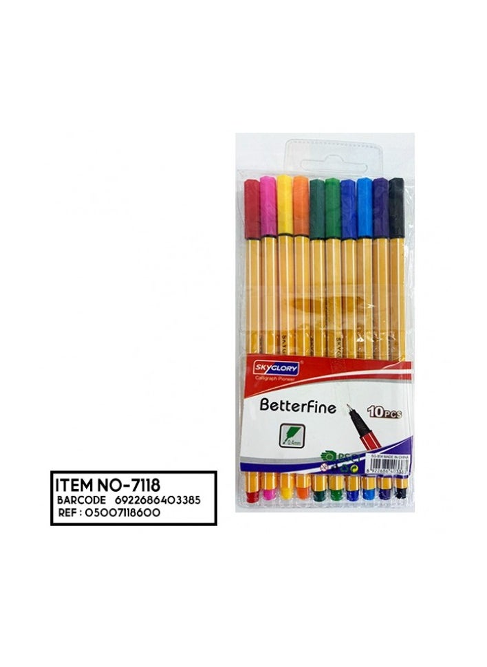 Sky Glory Sky Glory Better Fine 0.4 mm Pen, Set of 10 Colors - No:SG854  - Image 1