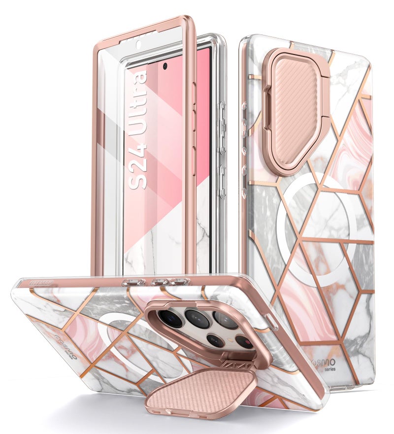 I-blason iBlason Cosmo for Samsung Galaxy S24 Ultra Case with Camera Cover Stand Support MagSafe Stylish 360 Full Case with Screen Protector Kickstand Magnetic Phone Case for S24 Ultra Marble - Image 2