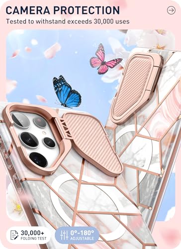 I-blason iBlason Cosmo for Samsung Galaxy S24 Ultra Case with Camera Cover Stand Support MagSafe Stylish 360 Full Case with Screen Protector Kickstand Magnetic Phone Case for S24 Ultra Marble - Image 3