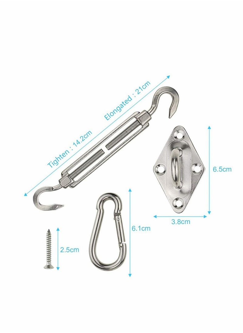 Excefore - Heavy Duty Sun Shade Sail Fixing Kit for Garden Triangle and Square, Rectangle - 304 Stainless Steel Sun Shade Sail Fixing Hardware Accessories Kit (Fixing Kit a - 2x4x2) - Image 1