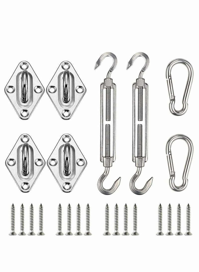 Excefore - Heavy Duty Sun Shade Sail Fixing Kit for Garden Triangle and Square, Rectangle - 304 Stainless Steel Sun Shade Sail Fixing Hardware Accessories Kit (Fixing Kit a - 2x4x2) - Image 1
