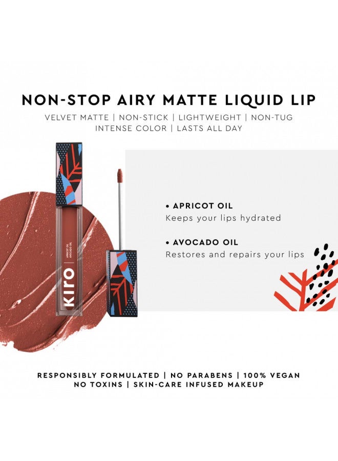KIRO KIRO Non-Stop Airy Matte Liquid Lipstick - Sandy Rose | Transferproof I Waterproof lipstick Long Lasting I Apricot & Avocado Oil | 100% Vegan | 5ml | No Parabens, No Toxins - Image 1